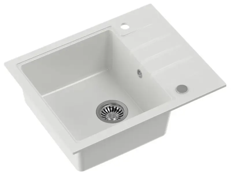 Quadri Cardigan vit granit inbyggd diskbänk med avrinningsyta vändbar 62x50cm 1208956308