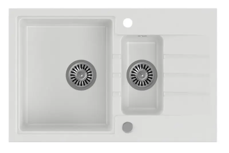 Quadri Cardigan vit 1,5 granit infällningsdiskbänk med avrinning, vändbar 78x50cm 1208956312