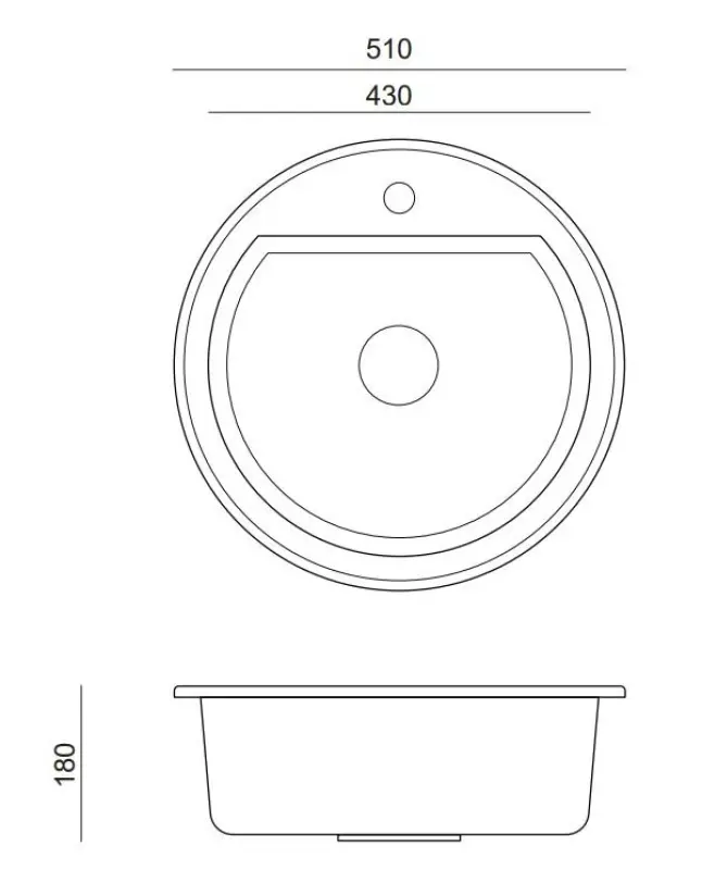 Quadri Norwich Antracit Granit Rund Diskho 51 cm Bänkskiva - 1208956316