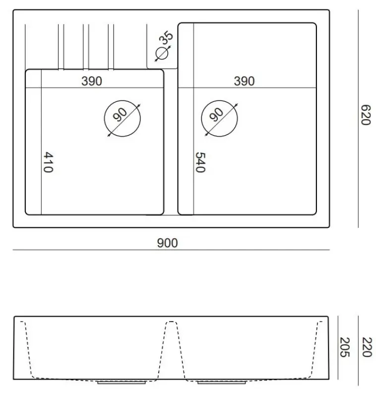 Quadri Minister Dubbel Diskho antracit lantlig modell 90x62cm med svarta proppar 1208956326