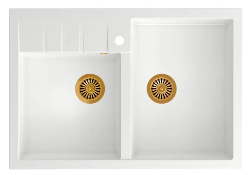 Quadri Minister Dubbel Diskho vit lantlig modell 90x62 cm med kopparplugg och bräddavlopp 1208956329