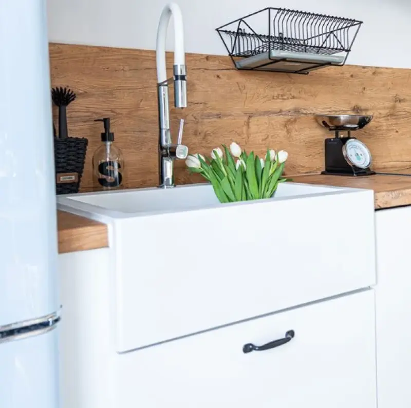 Aquadesign Farmhouse inbyggd eller fristående diskho i granit vit 58x49cm 1208956331