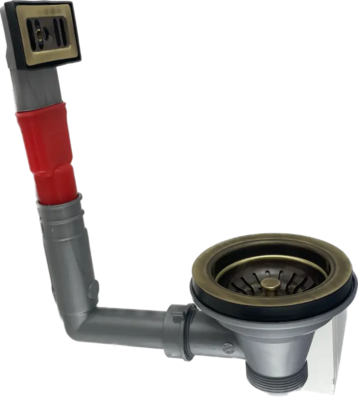 PB klassisk bronsavloppsset med överfyllnad för en diskho och korgpropp i brons, låsbar 1208956478