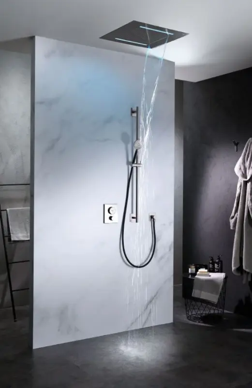 SB Square 316 Infälld Regndusch Velvet Temptation med LED-kromoterapi och vattenfall borstad PVD gun metal 1208956746