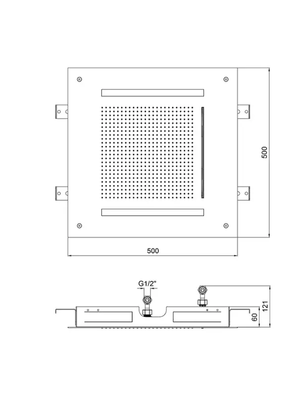 SB Square 316 Infälld Regndusch Velvet Temptation med LED-kromoterapi och vattenfall borstad PVD gun metal 1208956746