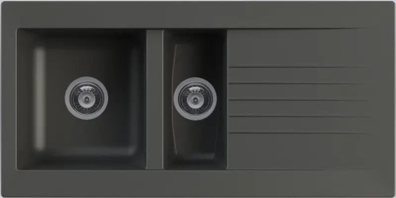 Ausmann Fibre 1,5 svart plastdiskho, vändbar med avrinningsyta, 100x50 cm 1208956783