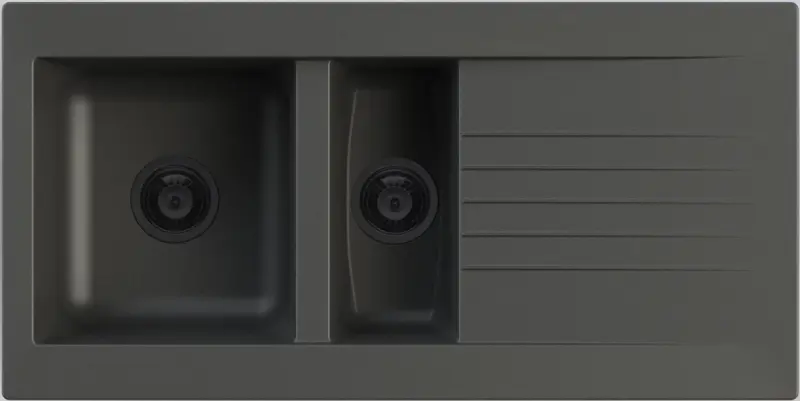 Ausmann Fibre 1,5 svart plastdiskho, vändbar med avrinningsyta, 100x50 cm, med svart plugg 1208956784