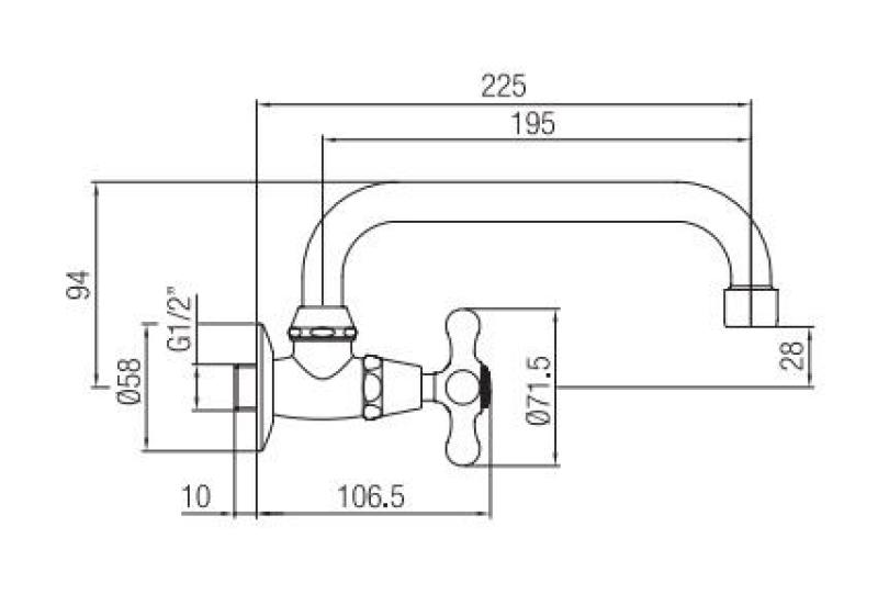 PB klassisk väggmonterad fontänkran med stjärnknopp för kallvatten och svängbar pip brons 1208956897