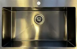 Ausmann Turt stor diskho i gun metal PVD antracit PVD 790x505mm med kranhål undermonterad, planmonterad och ovanpåliggande 1208956940