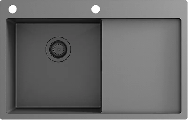 Ausmann Turt diskho i kanonmetall med avrinningsdel till höger 780x500mm ovanpåliggande och planmonterad 1208956953