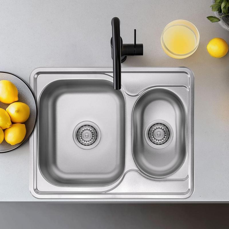 Ausmann Basic rostfri 1,5 inbyggd diskbänk omvändbar 63x50 cm inklusive sifon 1208956969