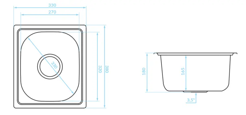 Ausmann Basic liten rostfri infällningsdiskho 33x38 cm inklusive sifon 1208956972