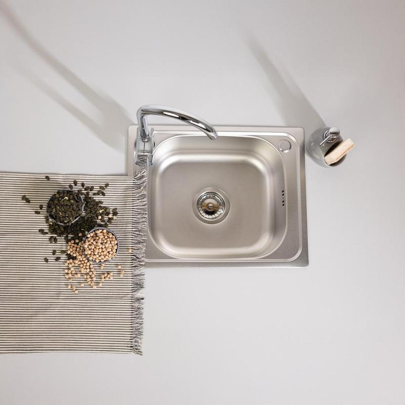 Ausmann Basic linne-mönstrad rostfri diskho 50x40 cm inklusive sifon 1208956977