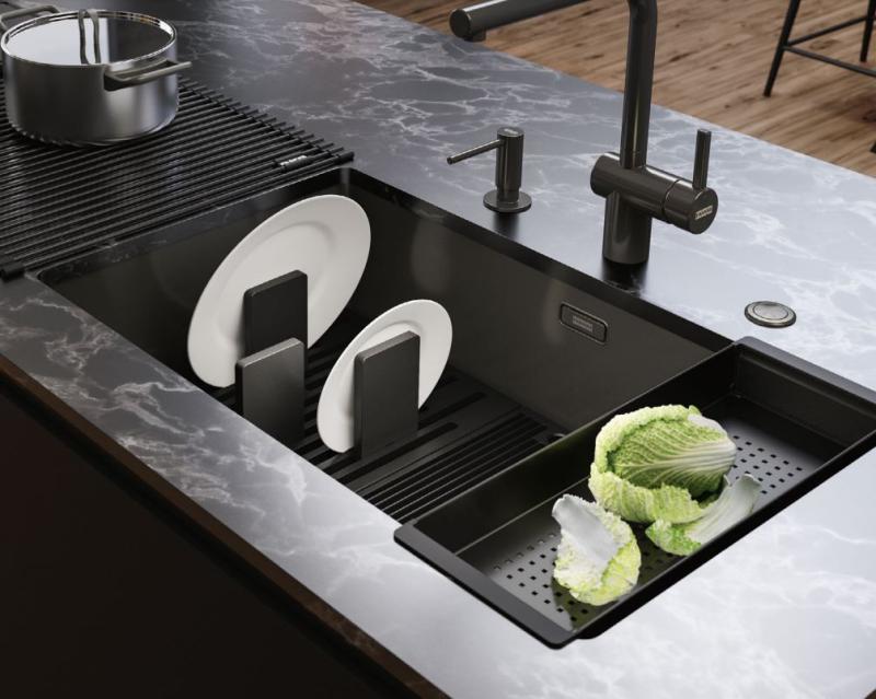 Franke Mythos mästerverk svart bottenställ och diskställ 676x401mm 112.0676.895