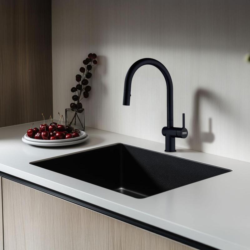 Franke Active J mattsvart köksblandare med utdragbar dusch 115.0653.404