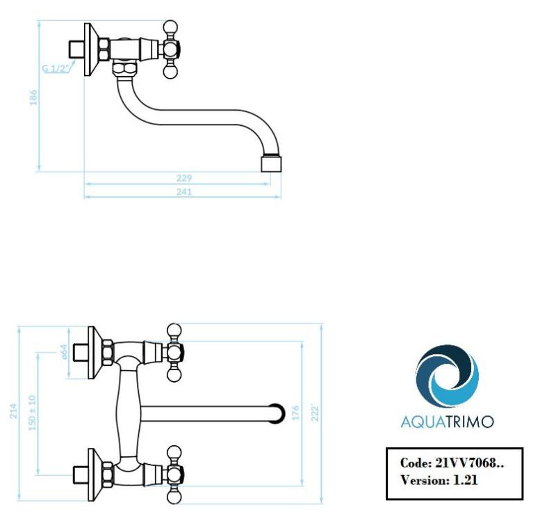 AquaTrimo Vivaldi klassisk köksväggkran krom 21VV7068CM