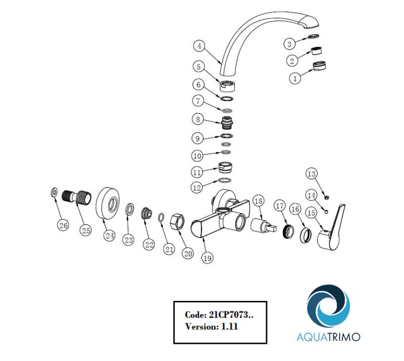 AquaTrimo Chopin köksväggkran med topputlopp matt svart 21CP7073SW