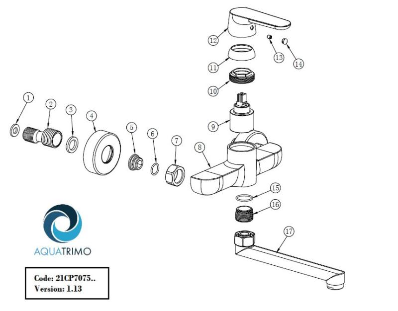 AquaTrimo Chopin svart väggkran med nedåtriktad utloppspip 235mm 21CP7075SW