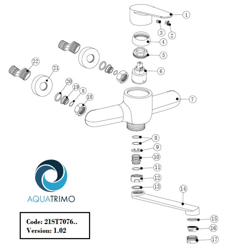 AquaTrimo Schubert enhandtag köksväggkran krom 21ST7076CM