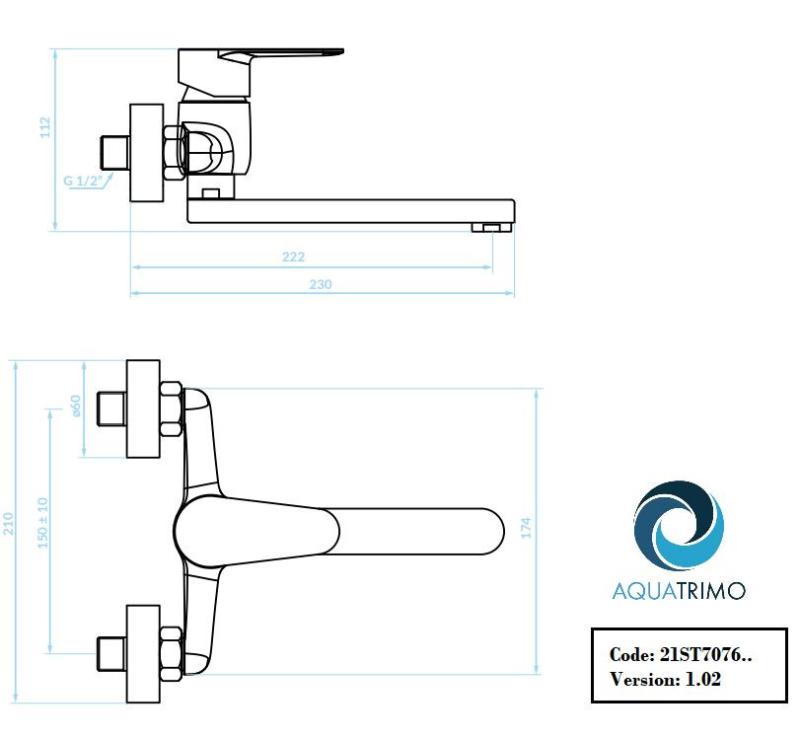 AquaTrimo Schubert enhandtag köksväggkran krom 21ST7076CM
