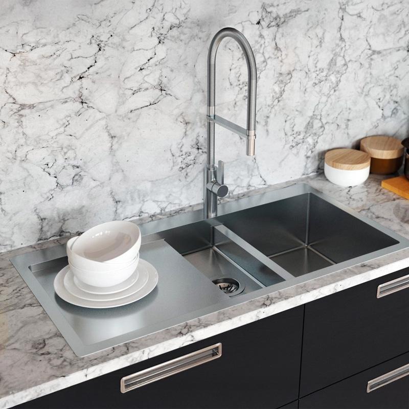 Ausmann Oder Blue 1,5 rostfri diskho 78x50cm planlimmad och ovanpåliggande med avrinningsyta 1208957125