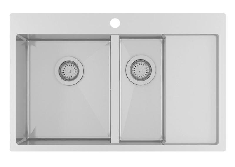 Ausmann Oder Blue 1,5 rostfri diskho 78x50cm planmontering och ovanpå montering med avrinningsdel 1208957126