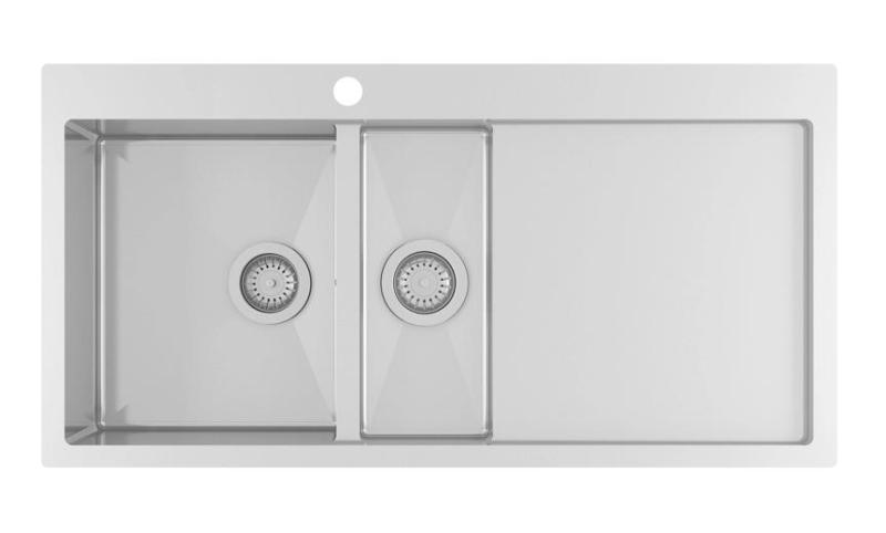 Ausmann Oder Blue 1,5 rostfri diskbänk 100x51cm planmontering och toppmontering med avrinning 1208957128