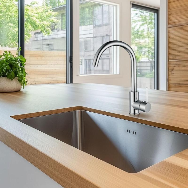 Ausmann Petra köksblandare med svängbar pip krom helt i metall 1208957156