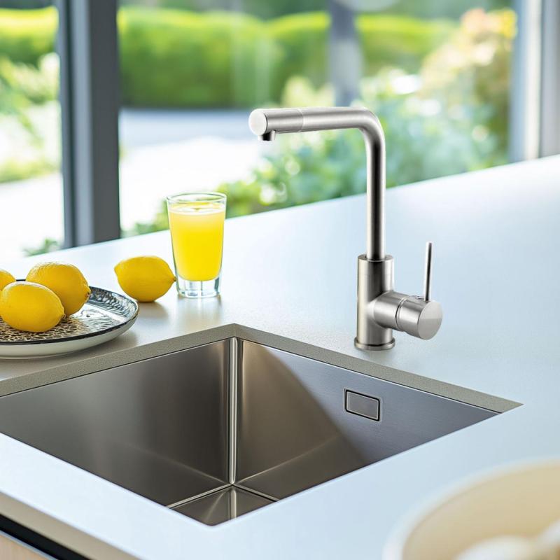 Ausmann Lavea köksblandare i rostfritt stål med svängbar pip och svängbar perlator 1208957160