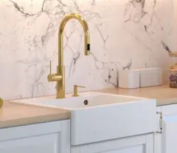 Quadri Farmhouse lantligt infälld eller ovanpåliggande granitdiskho matt vit 595x540mm 1208957209