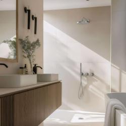 Waterevolution Flow inbyggt duschset i krom med termostat, regndusch och handdusch 1208957343