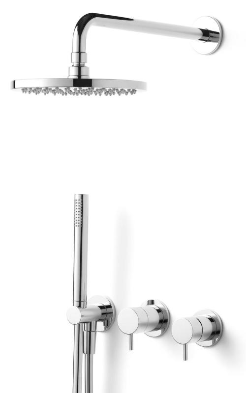 Waterevolution Flow inbyggt duschset i krom med termostat, regndusch och handdusch 1208957343