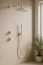 Waterevolution Flow inbyggt duschset matt vitt med termostat regndusch och handdusch 1208957344