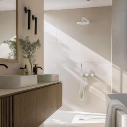 Waterevolution Flow inbyggt duschset matt vitt med termostat regndusch och handdusch 1208957344