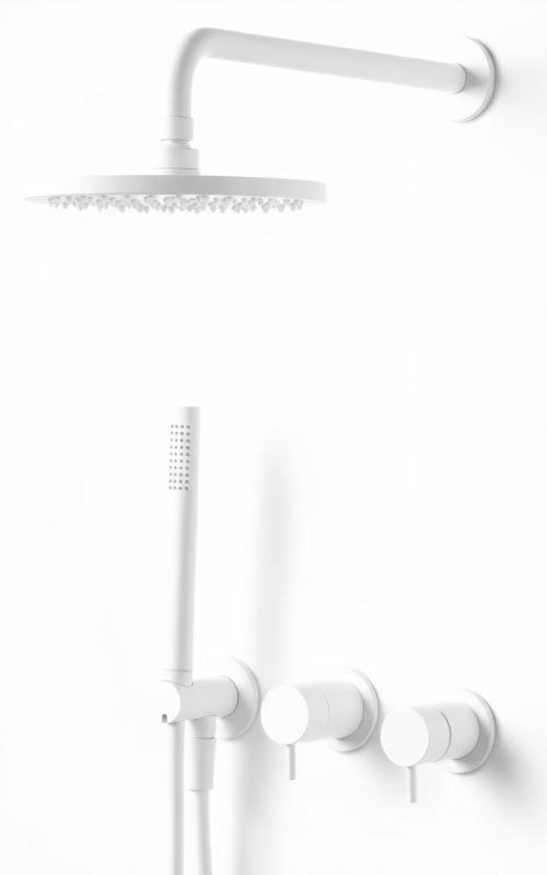 Waterevolution Flow inbyggt duschset matt vitt med termostat regndusch och handdusch 1208957344