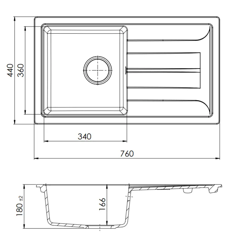 GraniteMy Smart extra grund granit infällningsbar svart diskho 76x44cm med vändbar avrinningsyta 1208957353