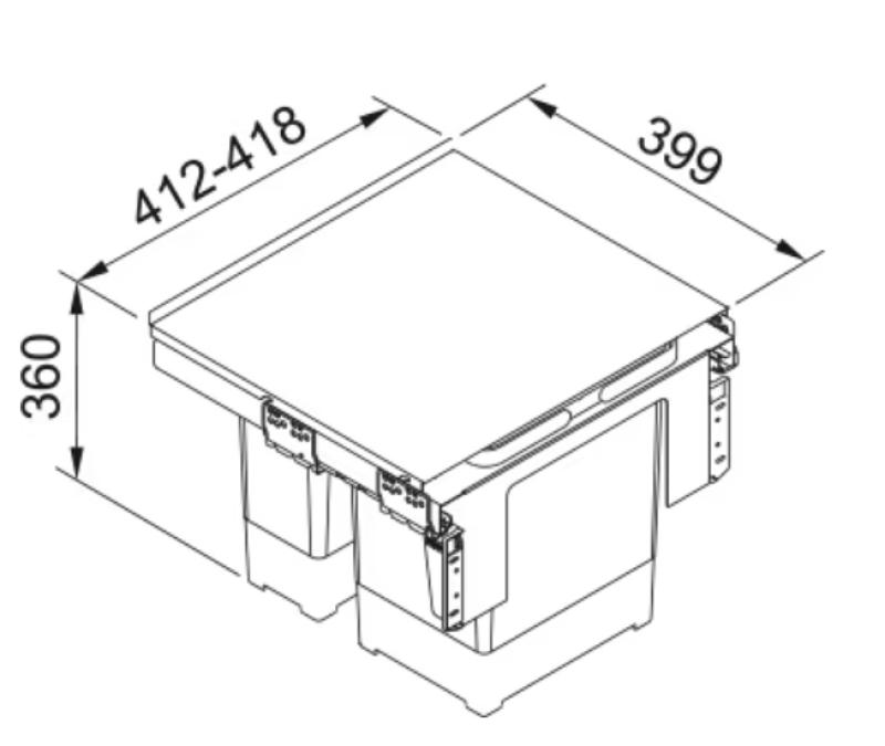 Franke Sorter Garbo 45-2 inbyggt avfallssystem 1 x 12 och 1 x 18 liter avfallsbehållare 1210200692