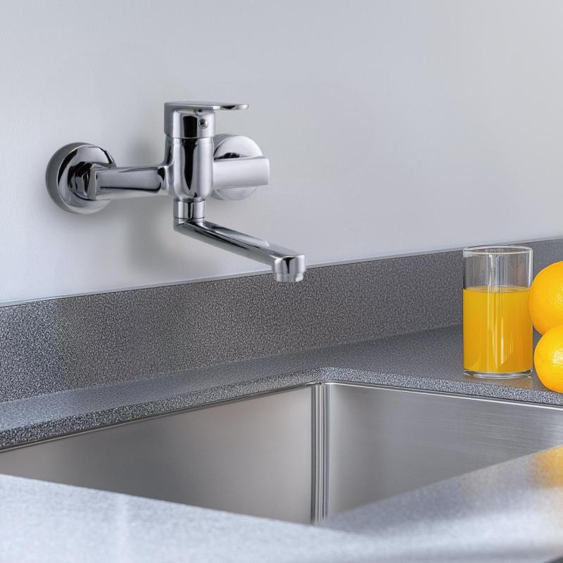 AquaTrimo Chopin väggmonterad kran enhands köksblandare krom 21CP7373CM