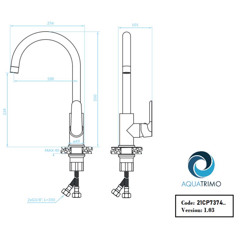 AquaTrimo Chopin enhands köksblandare matt svart 21CP7374SW