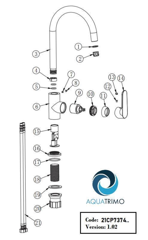 AquaTrimo Chopin enhands köksblandare matt svart 21CP7374SW