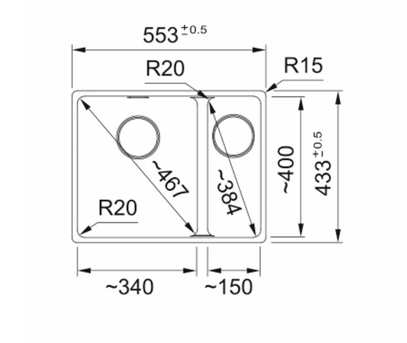 Franke Maris MRG 260/160-34-15 Fragranite svart utgåva matt svart diskbänk planmontering stor Bänk till vänster