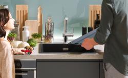 Franke Maris MRG 260/160-34-15 Fragranite black edition matt svart diskbänk planmontering stor bassäng till höger