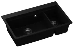 GraniteMy Limited stora 1,5 granit inbyggnads- och undermonterad svart diskho inklusive tillbehör 76x48 cm 1208957389
