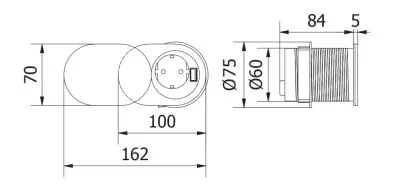 Indux Slide inbyggd köksuttag Jord i arbetsbänk med USB och uttag färg rostfritt stål 1208957392