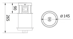 Indux Push infällbart jordat köksuttag svart i arbetsyta med 4 uttag, 2 x USB, 2 x RJ45 och trådlös laddning 1208957420