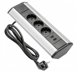Indux Corner hörn köksuttag med 3 jordade uttag och 2 USB-laddare 1208957431