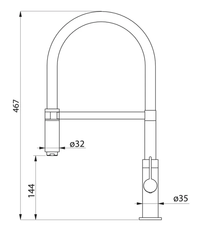 Ausmann Lavea gun metal köksblandare PVD grafit med vridbart och flexibelt utlopp 1208957437