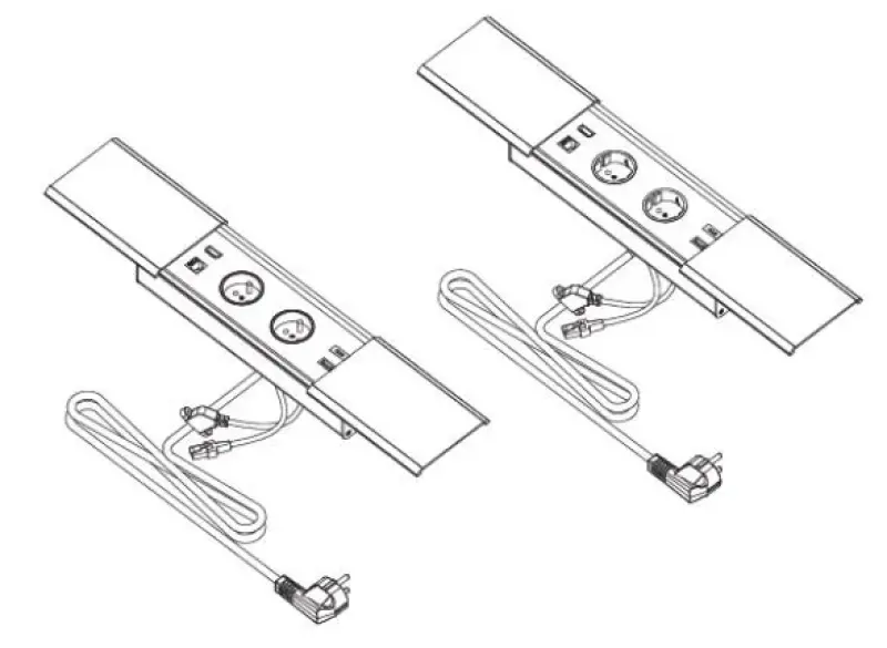 Indux Slide max inbyggt köksuttag jordpinne i arbetsbänk med USB-A, HDMI, RJ45 och USB-C färg matt vit 1208957440
