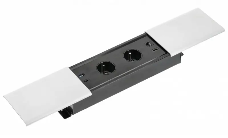 Indux Slide max inbyggt köksuttag jordpinne i arbetsbänk med USB-A, HDMI, RJ45 och USB-C färg matt vit 1208957440