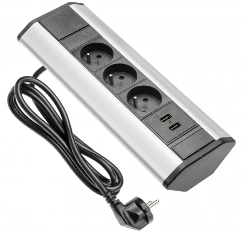 Indux Corner hörn köksuttag med 3 jordade uttag och 2 USB-laddare 1208957442